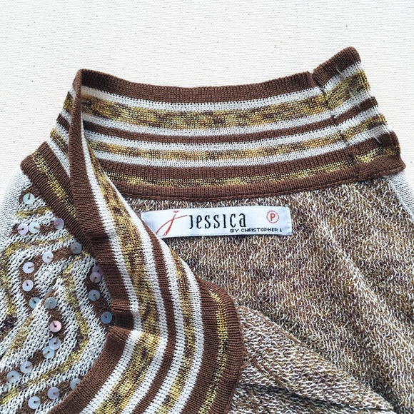 Mock-Neck Halter Sequin Knit Top | Petite - Picture 2 of 6